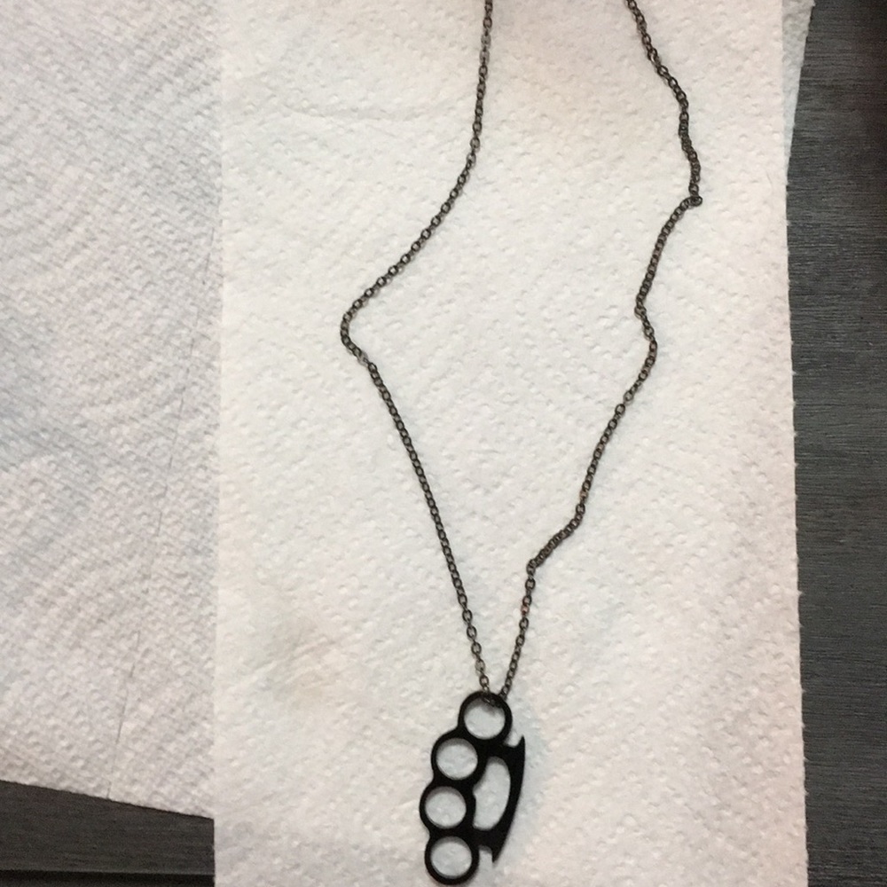 Black Brass Knuckle Necklace